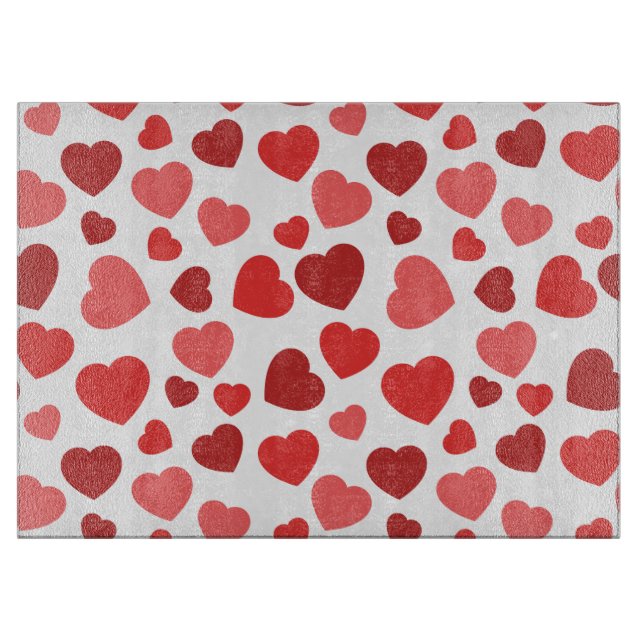 Pattern Of Hearts, Red Hearts, Hearts Pattern Cutting Board (Front)