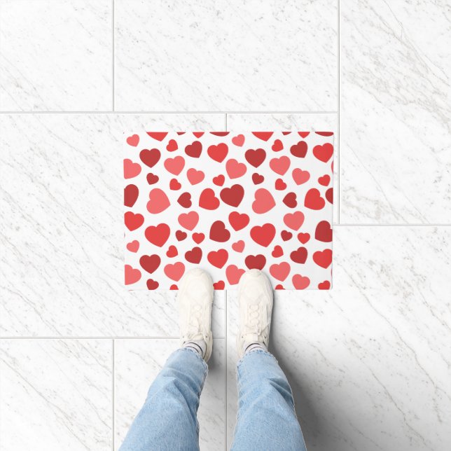 Pattern Of Hearts, Red Hearts, Hearts Pattern Doormat (Indoor)