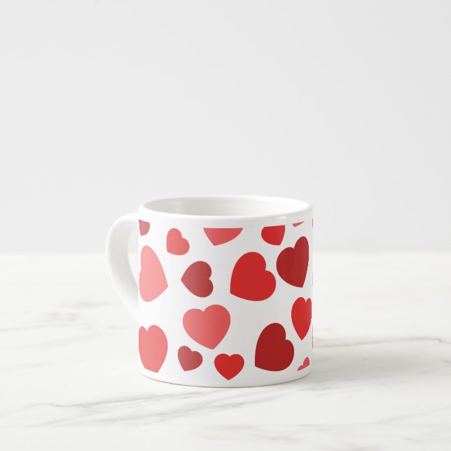 Pattern Of Hearts, Red Hearts, Hearts Pattern Espresso Cup (Front Left)