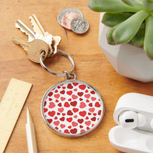 Pattern Of Hearts, Red Hearts, Hearts Pattern Key Ring