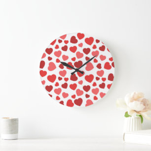 Pattern Of Hearts, Red Hearts, Hearts Pattern Large Clock