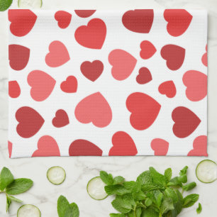 Pattern Of Hearts, Red Hearts, Hearts Pattern Tea Towel