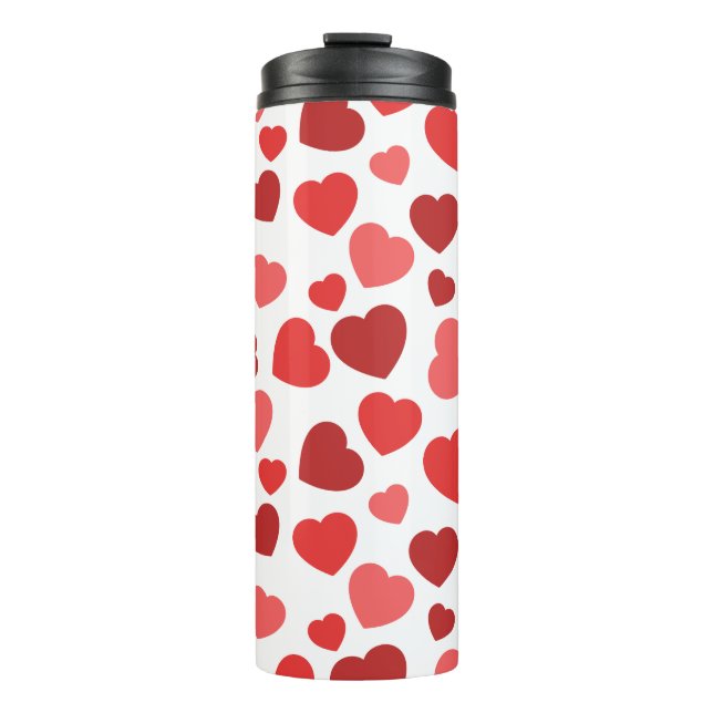 Pattern Of Hearts, Red Hearts, Hearts Pattern Thermal Tumbler (Front)