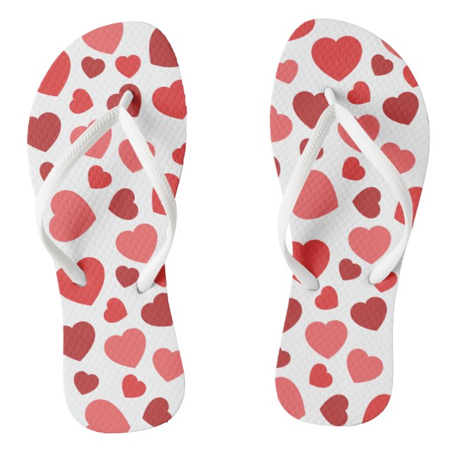 Pattern Of Hearts, Red Hearts, Hearts Pattern Thongs (Footbed)