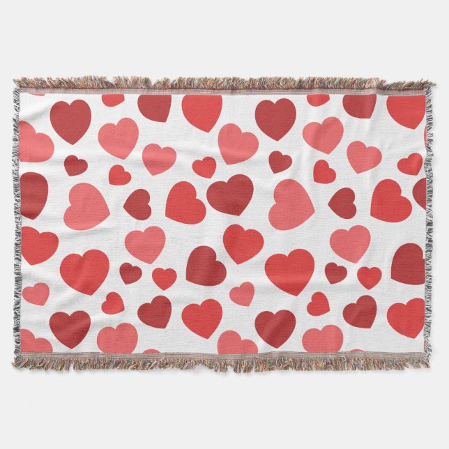 Pattern Of Hearts, Red Hearts, Hearts Pattern Throw Blanket (Front)