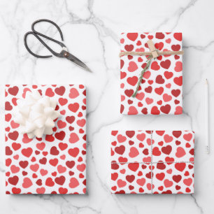 Pattern Of Hearts, Red Hearts, Hearts Pattern Wrapping Paper Sheet