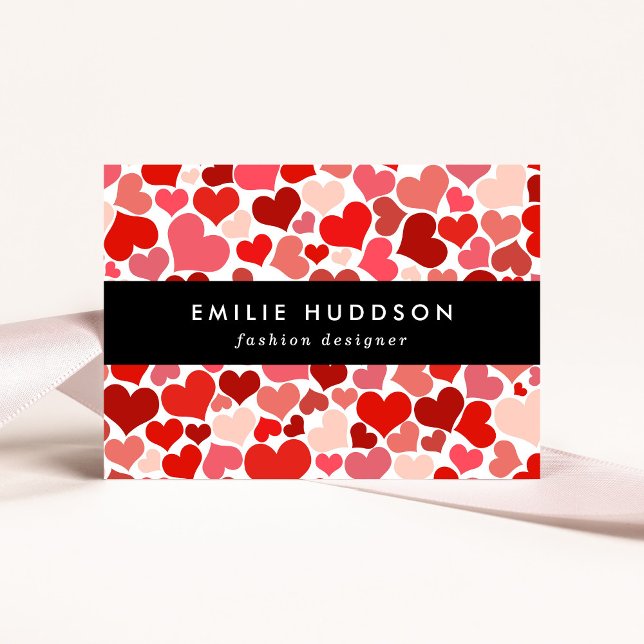 Pattern Of Hearts, Red Hearts, Love Business Card (Creator Uploaded)