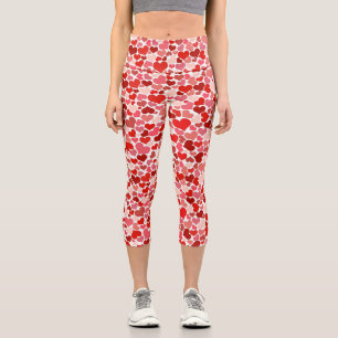 Pattern Of Hearts, Red Hearts, Love Capri Leggings