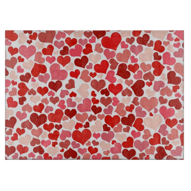 Pattern Of Hearts, Red Hearts, Love Cutting Board (Front)