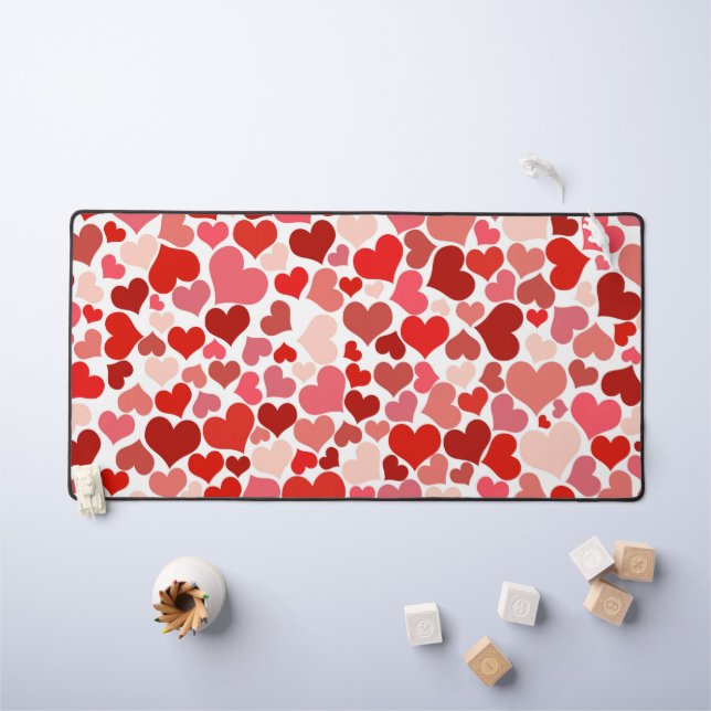 Pattern Of Hearts, Red Hearts, Love Desk Mat (Kids Table)