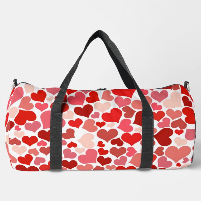 Pattern Of Hearts, Red Hearts, Love Duffle Bag (Front)