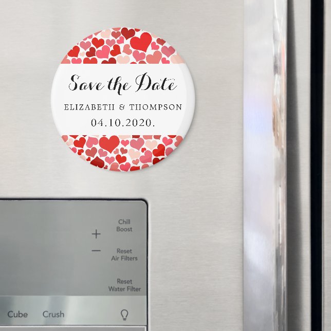 Pattern Of Hearts, Red Hearts, Love, Save The Date Magnet (In Situ (Fridge))