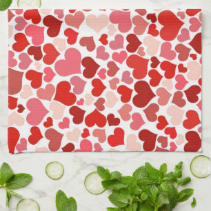 Pattern Of Hearts, Red Hearts, Love Tea Towel