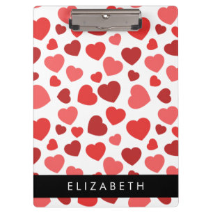 Pattern Of Hearts, Red Hearts, Your Name Clipboard