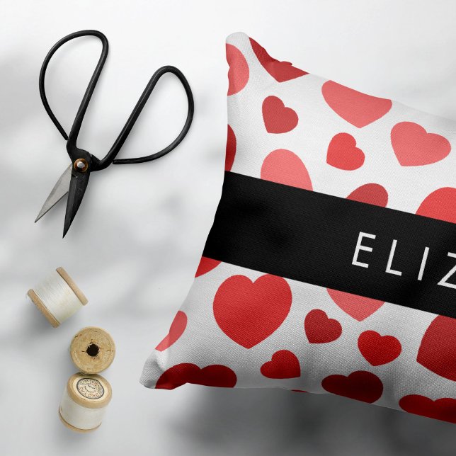 Pattern Of Hearts, Red Hearts, Your Name Decorative Cushion (Creator Uploaded)