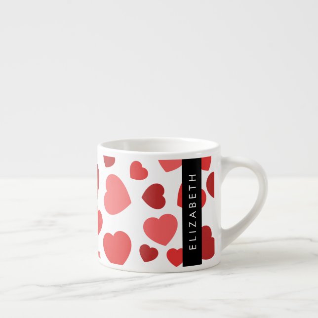 Pattern Of Hearts, Red Hearts, Your Name Espresso Cup (Right)