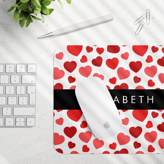 Pattern Of Hearts, Red Hearts, Your Name Mouse Pad (Creator Uploaded)