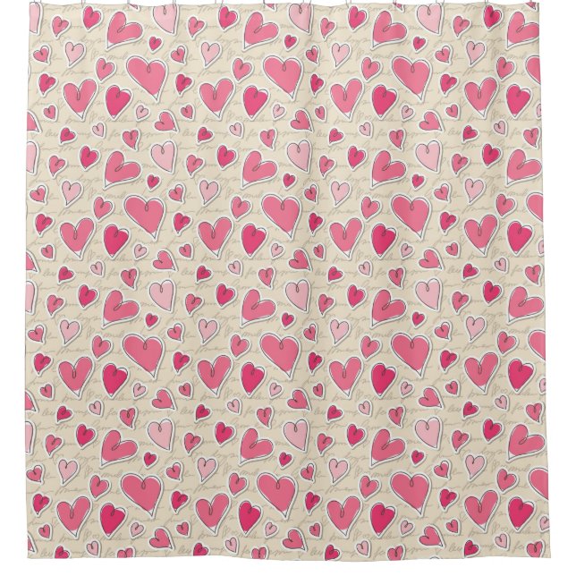 Pattern of Hearts Shower Curtain (Front)