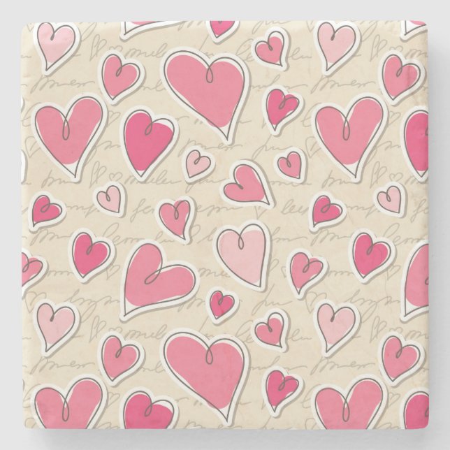 Pattern of Hearts Stone Coaster (Front)