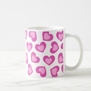 Pattern of Hearts Stylish Modern White Pink Chic Coffee Mug