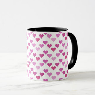 Pattern of Hearts Stylish Modern White Pink Chic Mug