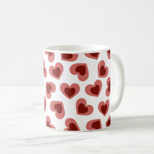 Pattern of Hearts Stylish Modern White Red Chic  Coffee Mug