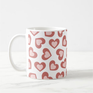 Pattern of Hearts Stylish Modern White Red Chic  Coffee Mug