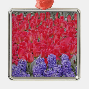 Pattern of hyacinth, tulips, and daffodils, metal tree decoration