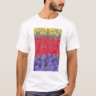 Pattern of hyacinth, tulips, and daffodils, T-Shirt