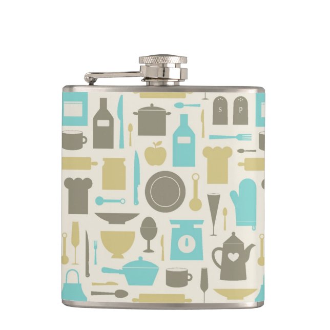 Pattern Of Kitchen Tools Hip Flask (Front)
