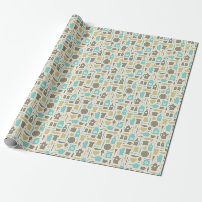 Pattern Of Kitchen Tools Wrapping Paper (Unrolled)