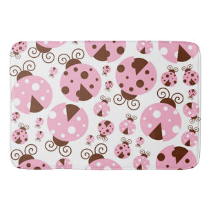 Pattern Of Ladybugs, Cute Ladybugs, Pink Ladybugs Bath Mat