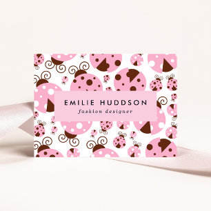 Pattern Of Ladybugs, Cute Ladybugs, Pink Ladybugs Business Card