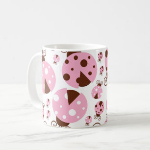 Pattern Of Ladybugs, Cute Ladybugs, Pink Ladybugs Coffee Mug