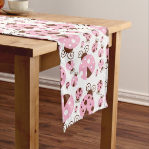 Pattern Of Ladybugs, Cute Ladybugs, Pink Ladybugs Medium Table Runner
