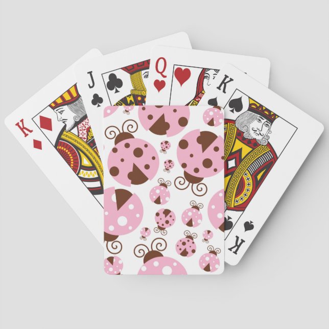 Pattern Of Ladybugs, Cute Ladybugs, Pink Ladybugs Playing Cards (Back)