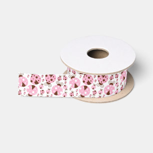 Pattern Of Ladybugs, Cute Ladybugs, Pink Ladybugs Satin Ribbon