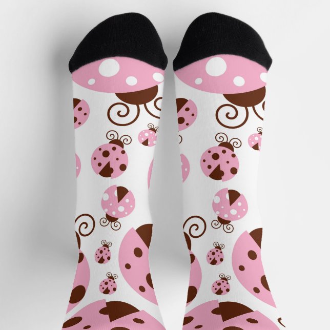 Pattern Of Ladybugs, Cute Ladybugs, Pink Ladybugs Socks (Top)