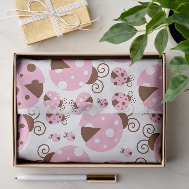 Pattern Of Ladybugs, Cute Ladybugs, Pink Ladybugs Tissue Paper (Gift)