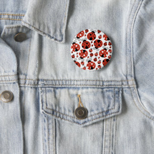 Pattern Of Ladybugs, Cute Ladybugs, Red Ladybugs 6 Cm Round Badge