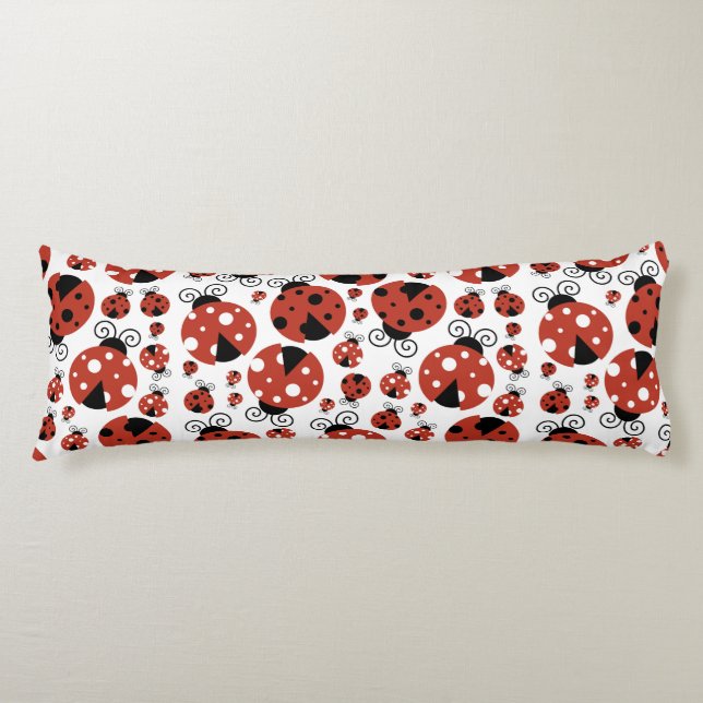 Pattern Of Ladybugs, Cute Ladybugs, Red Ladybugs Body Cushion (Front)