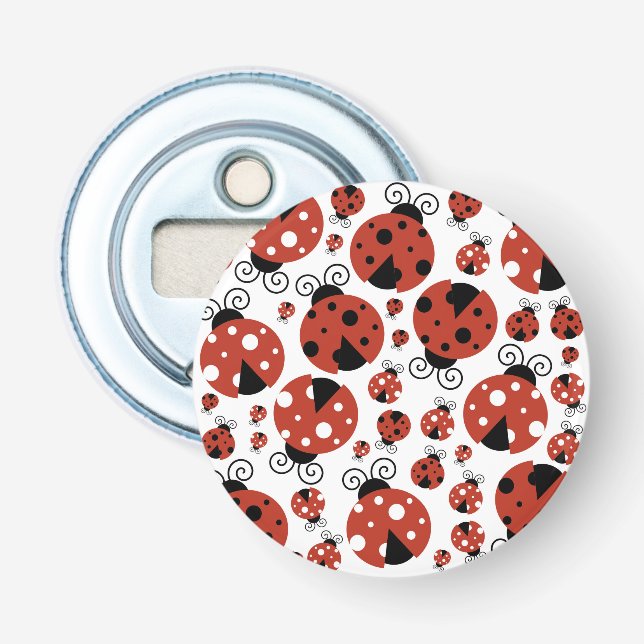 Pattern Of Ladybugs, Cute Ladybugs, Red Ladybugs Bottle Opener (Front)
