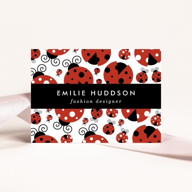 Pattern Of Ladybugs, Cute Ladybugs, Red Ladybugs Business Card (Creator Uploaded)