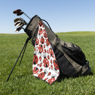 Pattern Of Ladybugs, Cute Ladybugs, Red Ladybugs Golf Towel