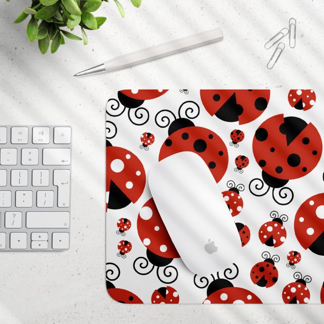 Pattern Of Ladybugs, Cute Ladybugs, Red Ladybugs Mouse Pad (Creator Uploaded)