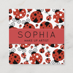 Pattern Of Ladybugs, Cute Ladybugs, Red Ladybugs Square Business Card