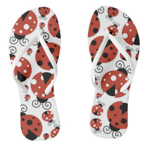 Pattern Of Ladybugs, Cute Ladybugs, Red Ladybugs Thongs