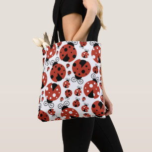 Pattern Of Ladybugs, Cute Ladybugs, Red Ladybugs Tote Bag