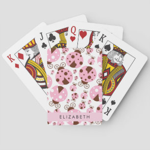Pattern Of Ladybugs, Pink Ladybugs, Your Name Playing Cards