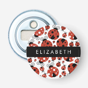 Pattern Of Ladybugs, Red Ladybugs, Your Name Bottle Opener